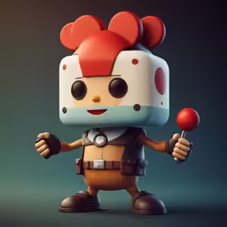 the little boba boba character is holding a lollipop