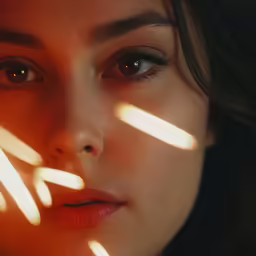 a girl looking at the camera through her shadows