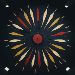a clock with multicolored petals and a circular dial