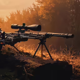 a rifle resting on top of a tripod