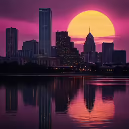 there are buildings that have been reflected in the water
