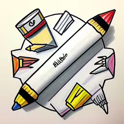 a drawing of a pencil and two paper clips,this drawing shows an image of a pencil with the word bill b - bus written on it,a pencil drawing of a drawing of a plane,a pencil drawing of a pencil sharpener,colored pencils drawing on a sheet of paper