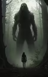 a person walking through the middle of a forest
