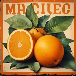 there is a poster of two oranges on top of each other