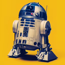 the toy robot from star wars, made out of lego blocks