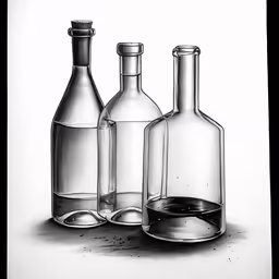 three clear glass bottles on top of each other
