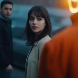 there is a woman standing next to a man