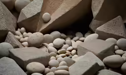 rocks and gravel on display at a museum