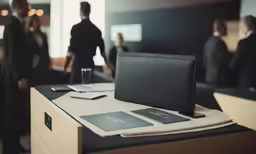 a display of various business cards on a table