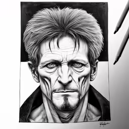 a drawing of the face of a man with multiple faces