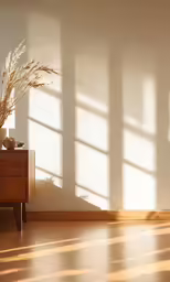the shadow of a plant on a wall is seen in the sunlight