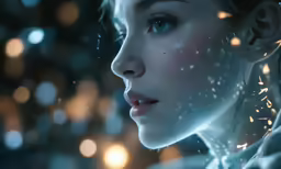 the woman looks at something as it is falling