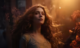 a woman standing in front of a light while looking at something