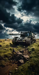 an image of a military vehicle on a dirt road