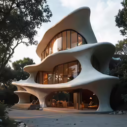 this futuristic house has a huge curved structure
