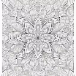 a large flower designed in a white and black coloring book,a white, intricate printable design with black lines,a white and black drawing of a flower,a white geometric design with lines,the pattern with different shapes, which appears to be a star