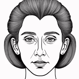 an ink drawing of a woman with long hair