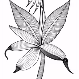 an illustration of a bird of paradise flower,an illustration of an exotic flower