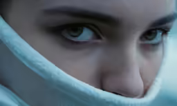 a closeup shot of a person with a blanket on their face