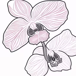 an orchid flower with a large pink flower on the top