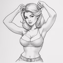 a sketch of a female in underwear and a belt