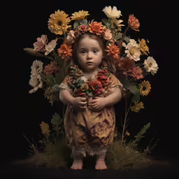 this is an image of a baby girl surrounded by flowers