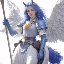 an animated photo of a woman wearing armor and wings