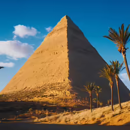 the great pyramid at giza with palm trees