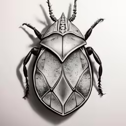 a beetle insect drawn on a white paper