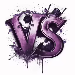 the word v with paint and ink splatters