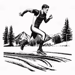 the man runs through the forest in black and white