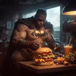 batman returns the caped crusader making his hamburger