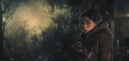 an image of a woman that is walking in the forest