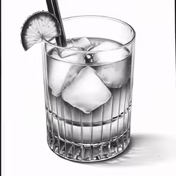 a drawing of a drink in a glass