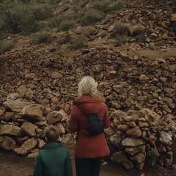 two people wearing jackets walking together