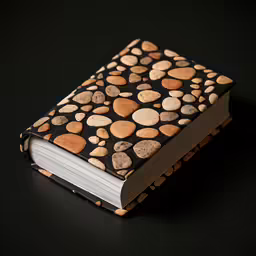 a close up view of a book covered with rocks