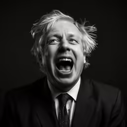 a male in a suit is making a goofy face