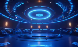 an empty stage is shown with lots of lights