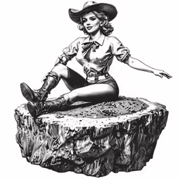 a drawing of a girl on top of a rock