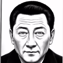 a man in a suit and tie with his head drawn