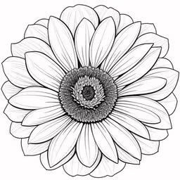 a flower with black and white lines is shown,the flower is drawn with pen and ink