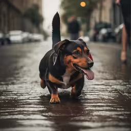 a small dog with his tongue out and mouth open
