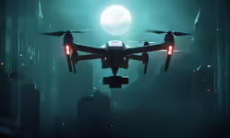 a big city is full of light that makes a large helicopter fly