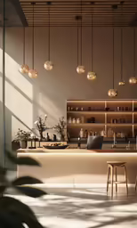 a row of bars that are set up in the living room