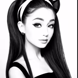 a drawing of a beautiful asian woman with long hair