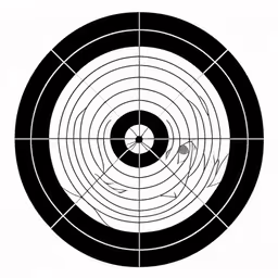 a black and white target that has the center on it,an image of a target with circles inside it,an old target, showing the center and center of a round,an image of a black and white target,black and white drawing of an open target