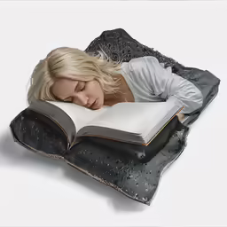 an image of a woman laying down reading a book