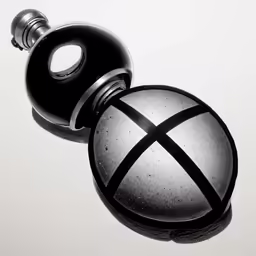 the black and white photograph shows an object with a ball on it