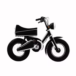 a small motor bike with front wheel missing