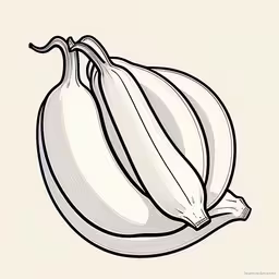 a bunch of bananas hanging upside down with a white background,there is a drawing of a banana in this picture